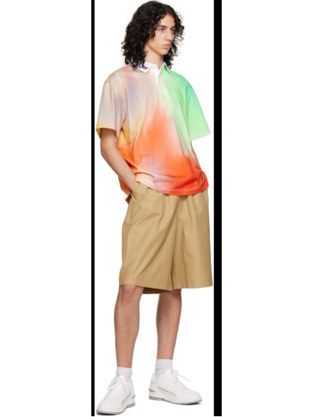 Maison Kitsune x Rop Van Mierlo Fox Relaxed Collar Polo Shirt XL Aquarelle Print